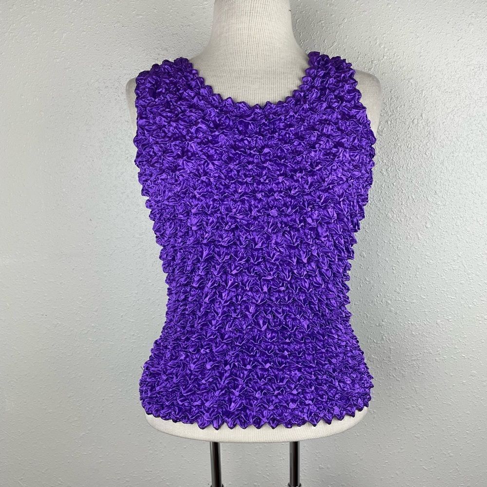 Purple Ruffled Cropped Stretch Fit Tank Top
